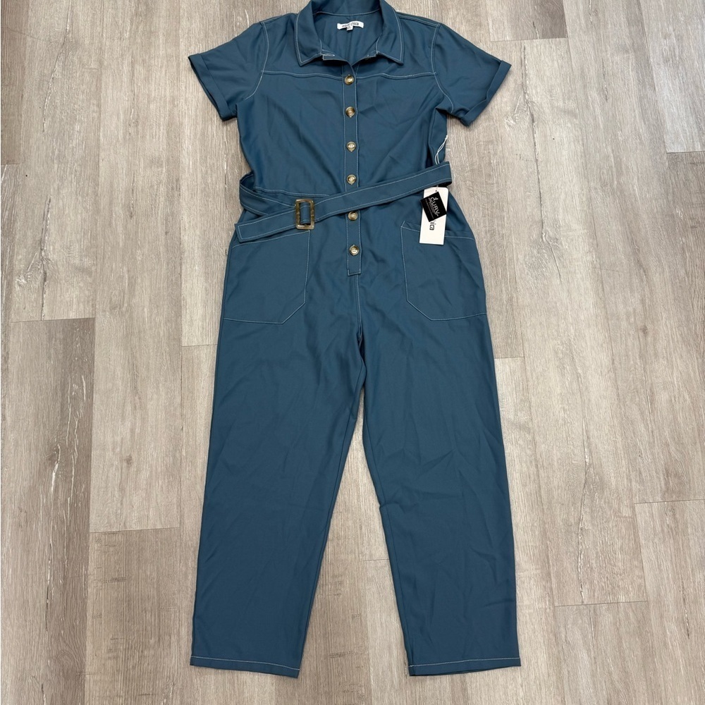 Mimi Chica Blue Jumpsuit with Belt - New - Size XL (14/16)
